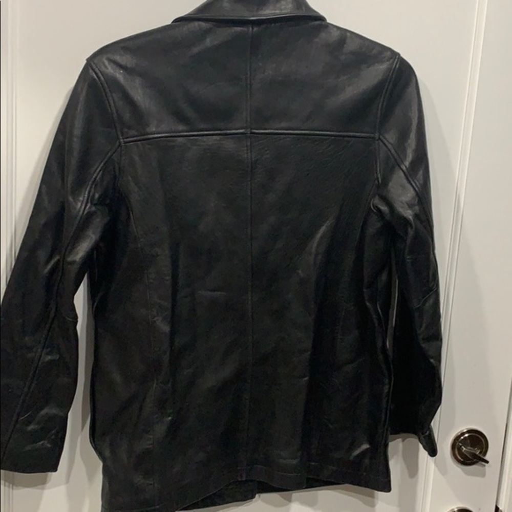 Black Button Up Leather Jacket - image 2